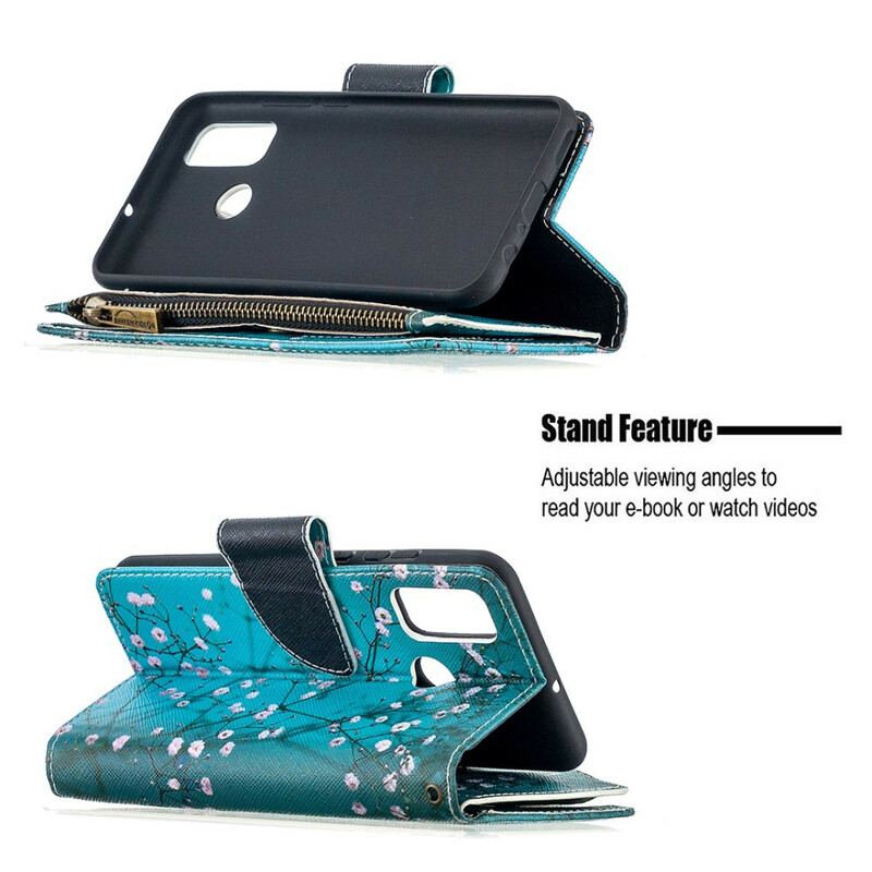 Capa Em Pele Para Huawei P Smart 2020 Bolso De Árvore Com Zíper