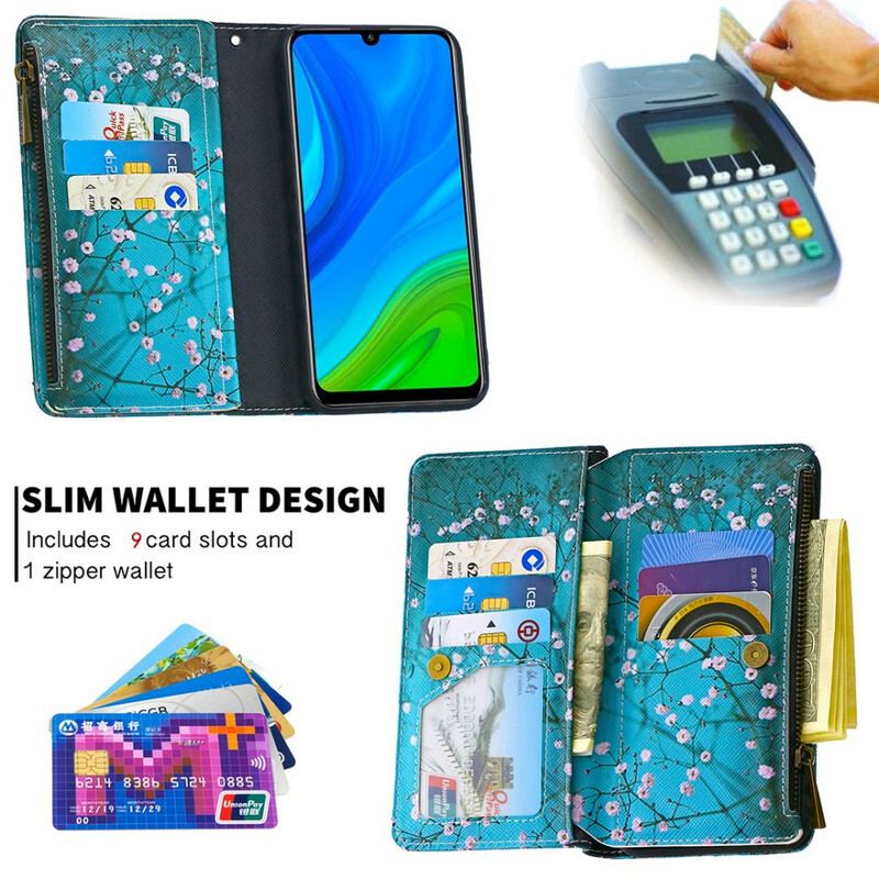 Capa Em Pele Para Huawei P Smart 2020 Bolso De Árvore Com Zíper