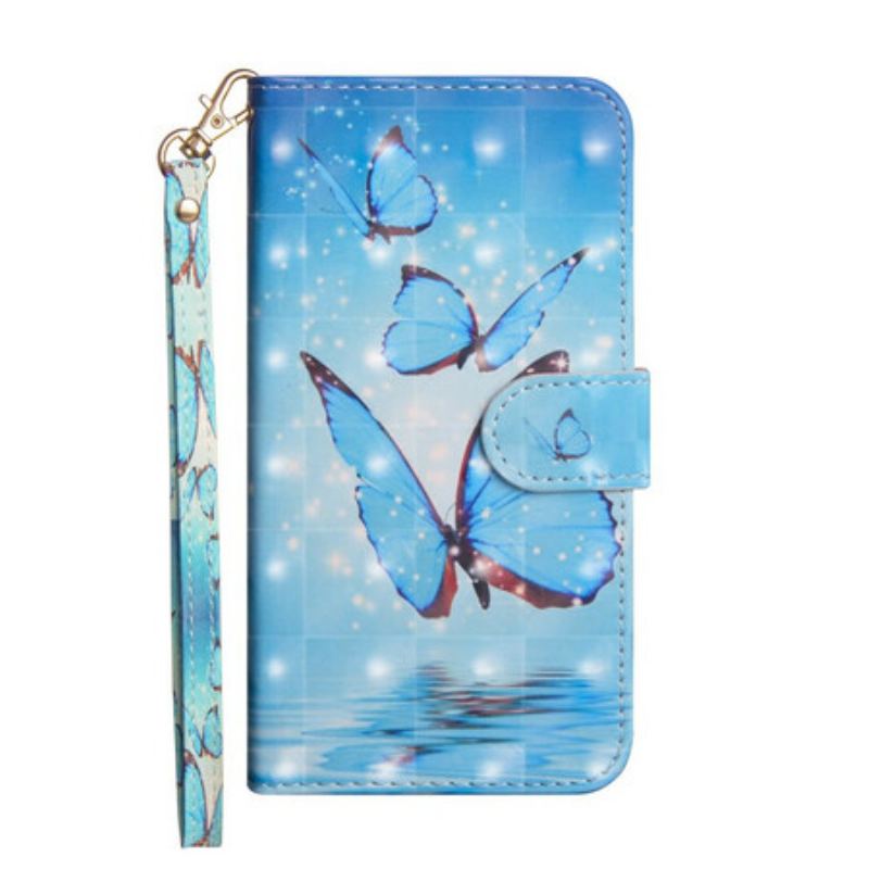 Capa Flip Para Huawei P Smart 2020 Borboletas Azuis Voando