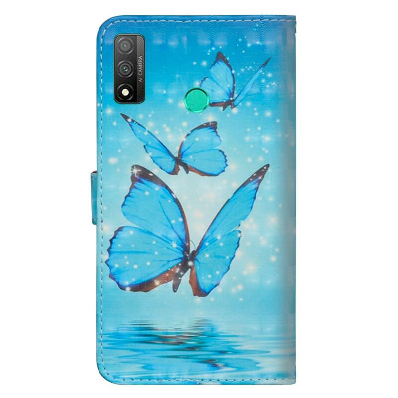 Capa Flip Para Huawei P Smart 2020 Borboletas Azuis Voando
