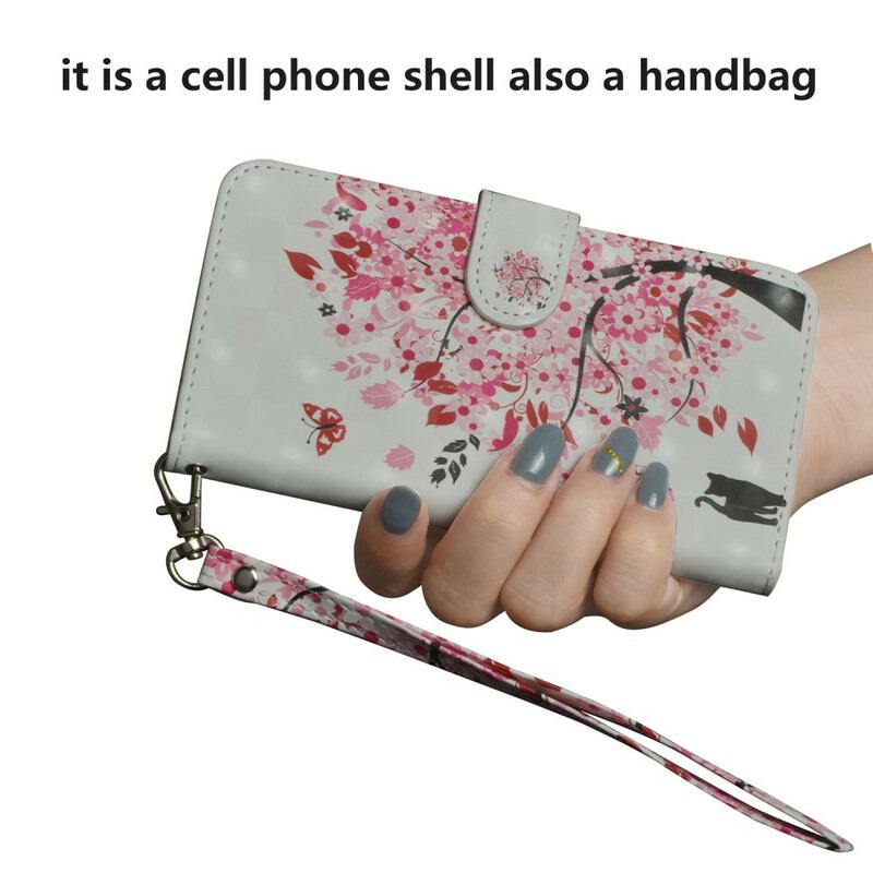 Capa Folio Para Huawei P Smart 2020 Árvore Rosa