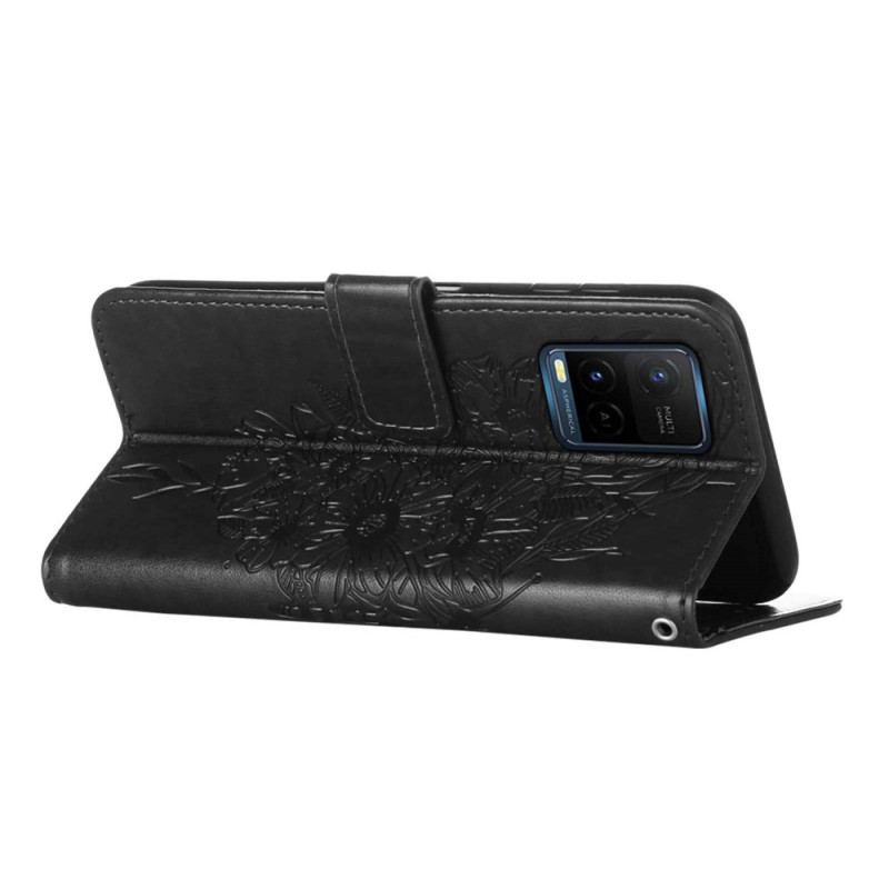 Capa Flip Para Vivo Y33s Desenho De Borboleta