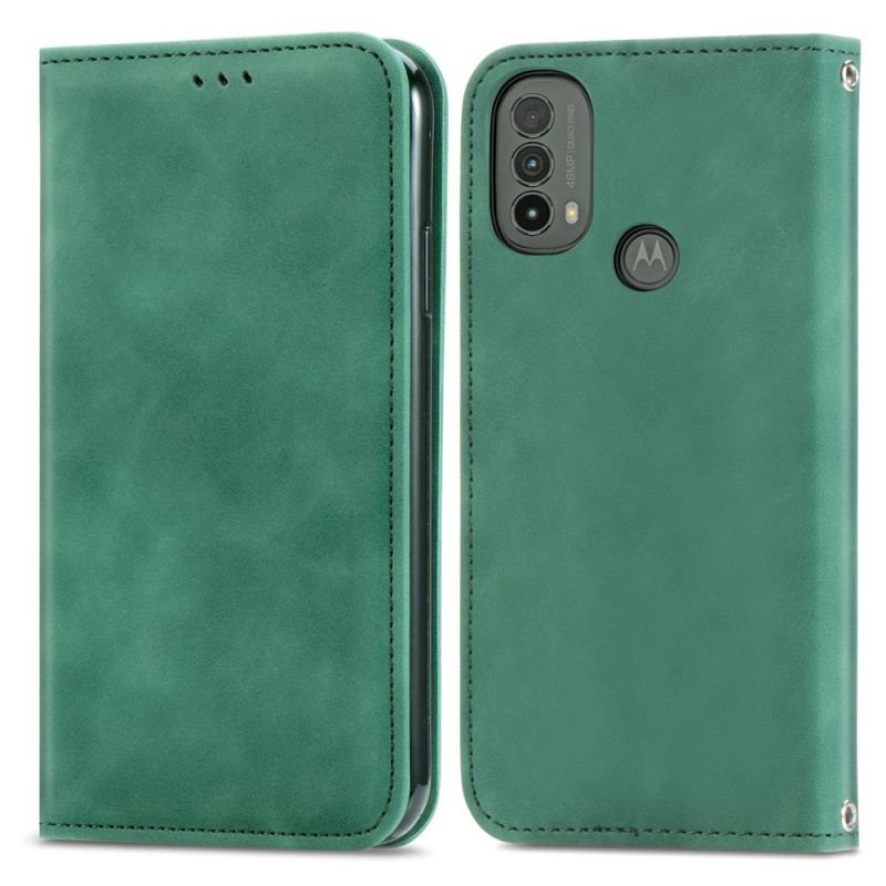 Capa De Celular Para Moto E40 / E30 / E20 Flip Design De Toque De Pele