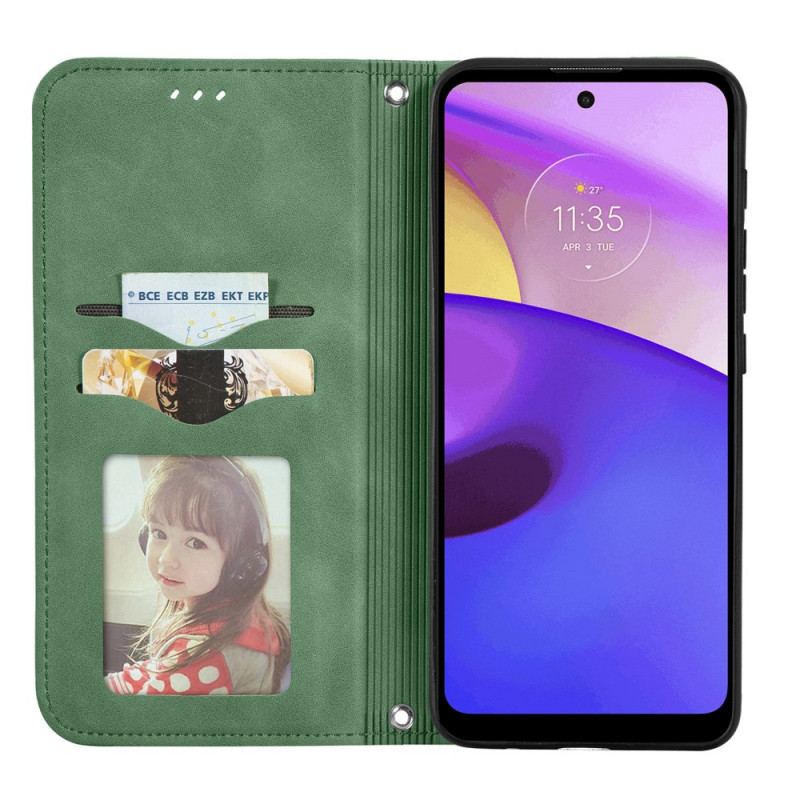 Capa De Celular Para Moto E40 / E30 / E20 Flip Design De Toque De Pele