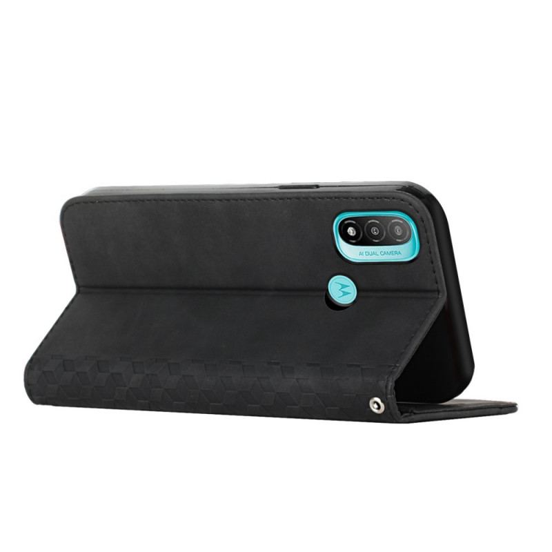 Capa De Celular Para Moto E40 / E30 / E20 Flip Efeito Geocouro