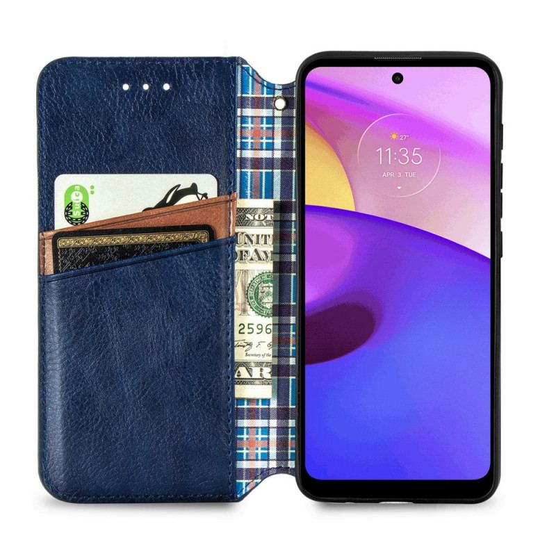Capa De Celular Para Moto E40 / E30 / E20 Flip Textura Diamante Efeito Couro