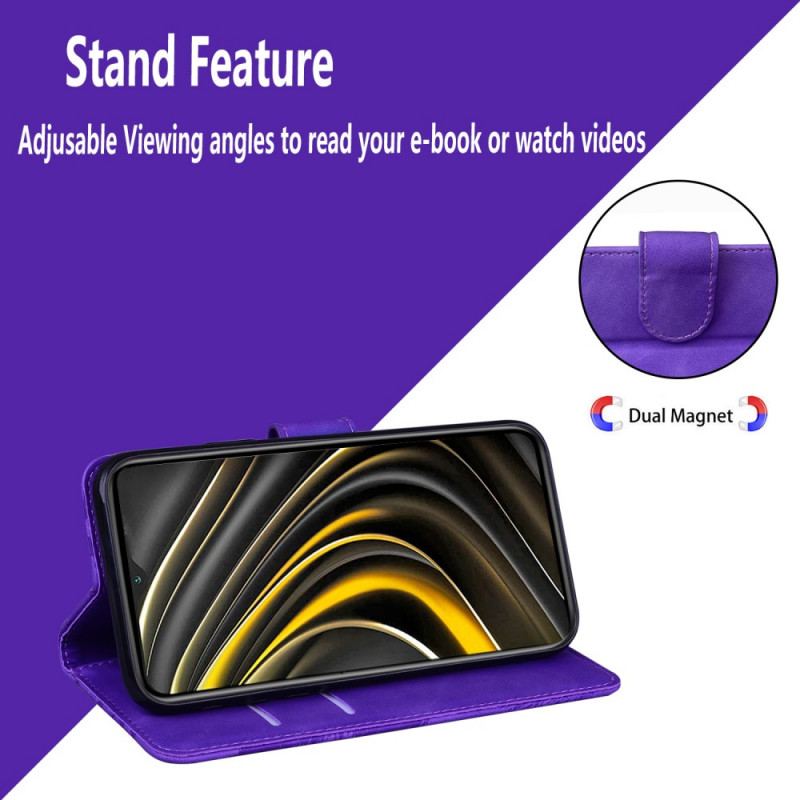 Capa De Couro Para Moto E40 / E30 / E20 Borboleta Com Toque De Pele