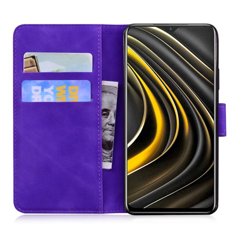 Capa De Couro Para Moto E40 / E30 / E20 Borboleta Com Toque De Pele