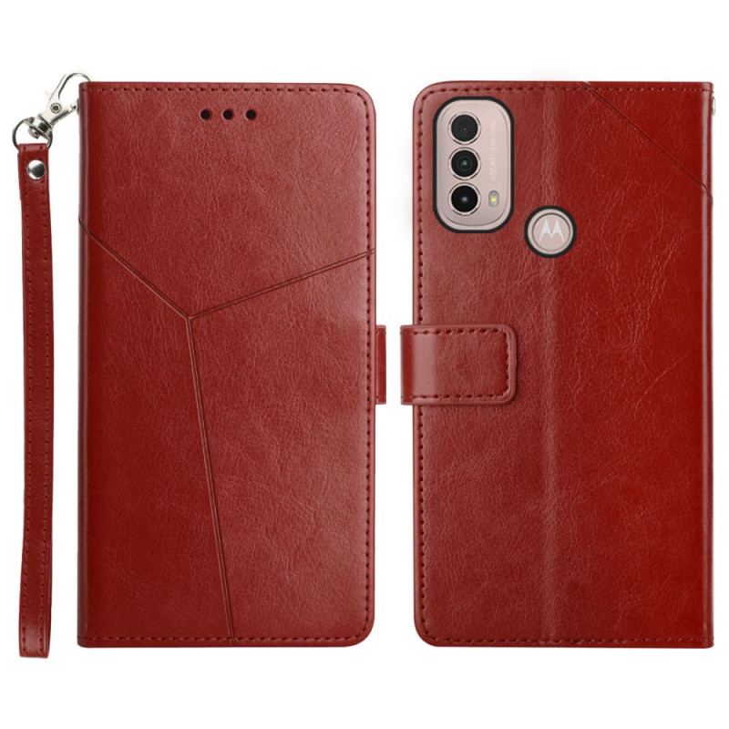 Capa De Couro Para Moto E40 / E30 / E20 Estilo Couro Geo Y Design