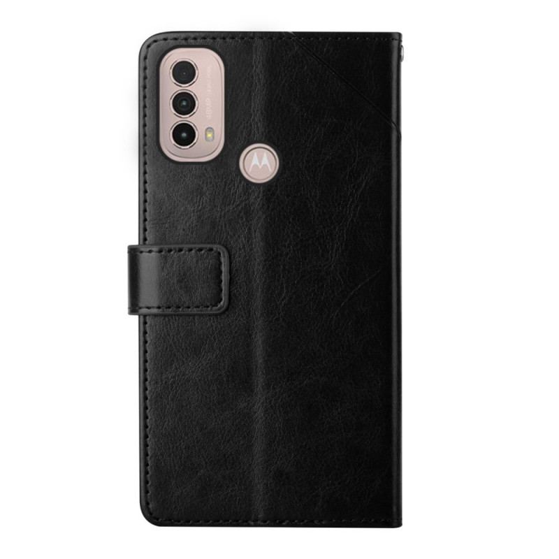 Capa De Couro Para Moto E40 / E30 / E20 Estilo Couro Geo Y Design
