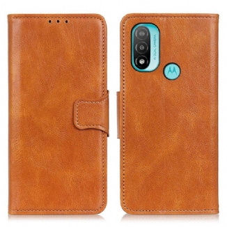 Capa De Couro Para Moto E40 / E30 / E20 Fecho Reversível Efeito Couro
