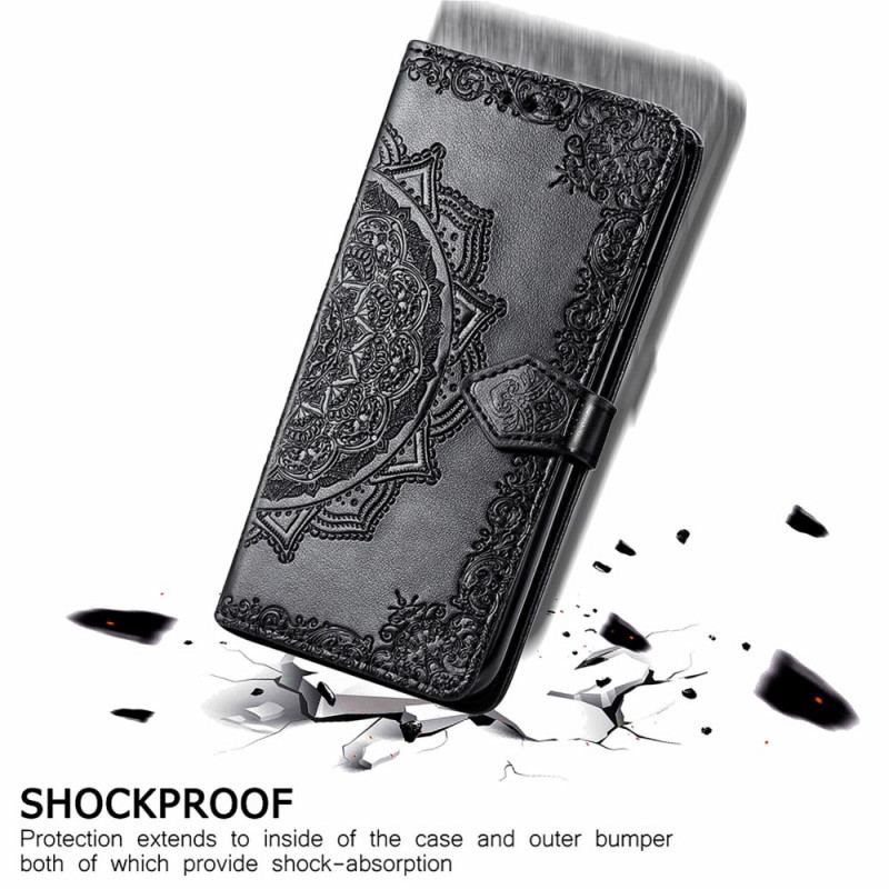 Capa De Couro Para Moto E40 / E30 / E20 Mandala Idade Média