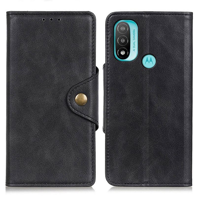 Capa De Couro Para Moto E40 / E30 / E20 Couro Sintético Vintage E Botão