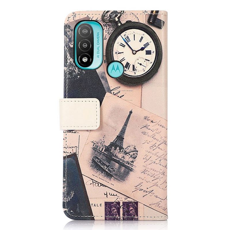 Capa Em Pele Para Moto E40 / E30 / E20 Torre Eiffel Do Poeta