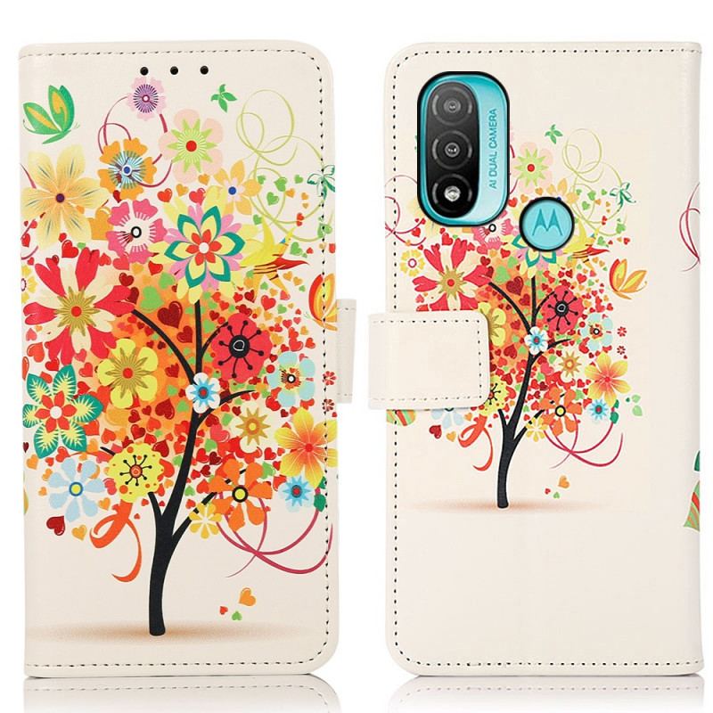 Capa Flip Para Moto E40 / E30 / E20 Árvore Florida