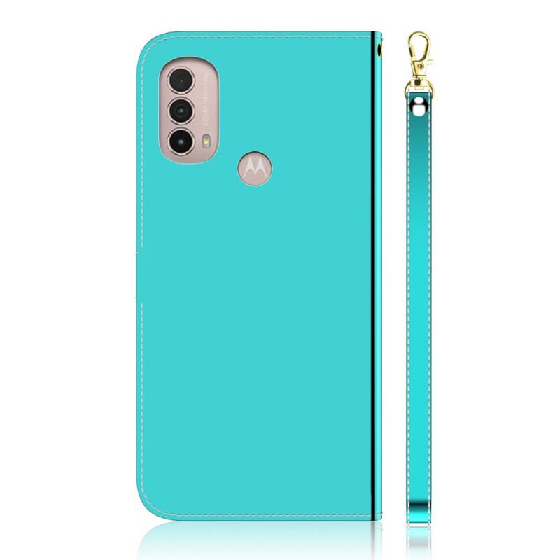 Capa Flip Para Moto E40 / E30 / E20 Capa De Espelho De Couro Sintético