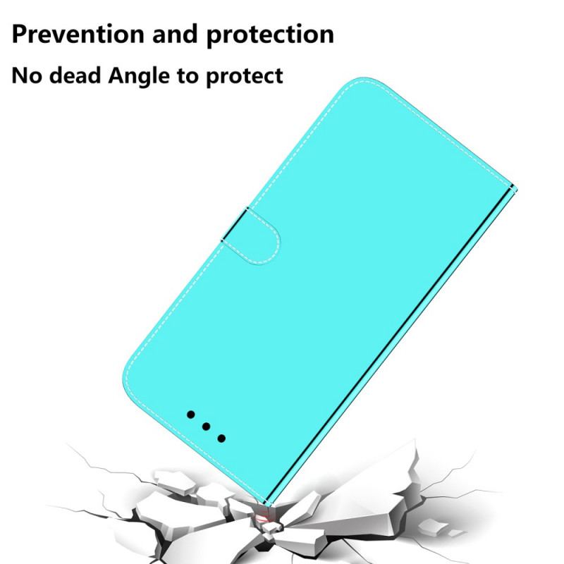 Capa Flip Para Moto E40 / E30 / E20 Capa De Espelho De Couro Sintético