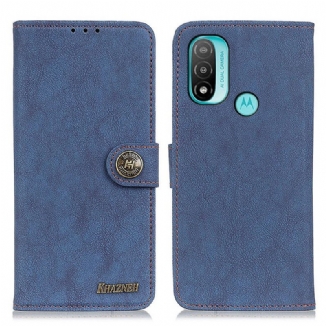 Capa Folio Para Moto E40 / E30 / E20 Couro Dividido Retrô Khazneh