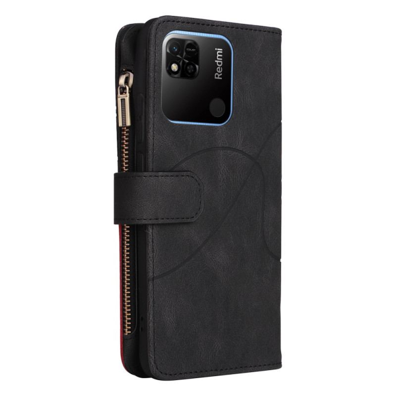 Capa De Couro Para Xiaomi Redmi 10A Bicolor Com Porta Moedas