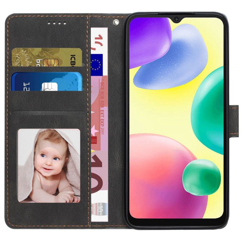 Capa De Couro Para Xiaomi Redmi 10A Cordão De Cor Sólida