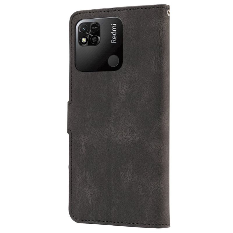Capa De Couro Para Xiaomi Redmi 10A Cordão De Cor Sólida