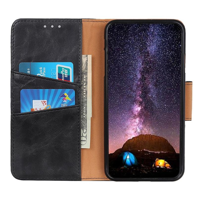 Capa De Couro Para Xiaomi Redmi 10A Fecho Reversível De Couro Rachado