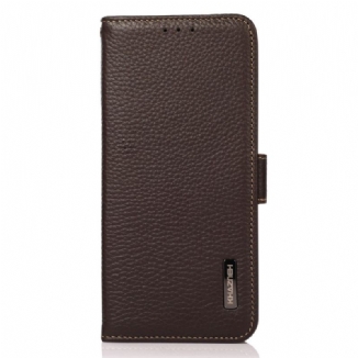 Capa De Couro Para Xiaomi Redmi 10A Couro De Lichia Khazneh Rfid