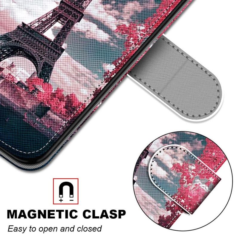 Capa De Couro Para Xiaomi Redmi 10A Torre Eiffel No Verão