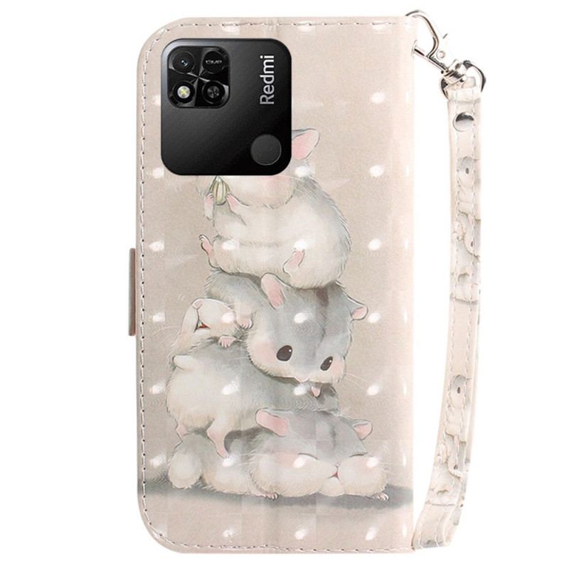 Capa Flip Para Xiaomi Redmi 10A De Cordão Esquilos Fio Dental