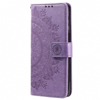 Capa Flip Para Xiaomi Redmi 10A Mandala Sol Com Cordão