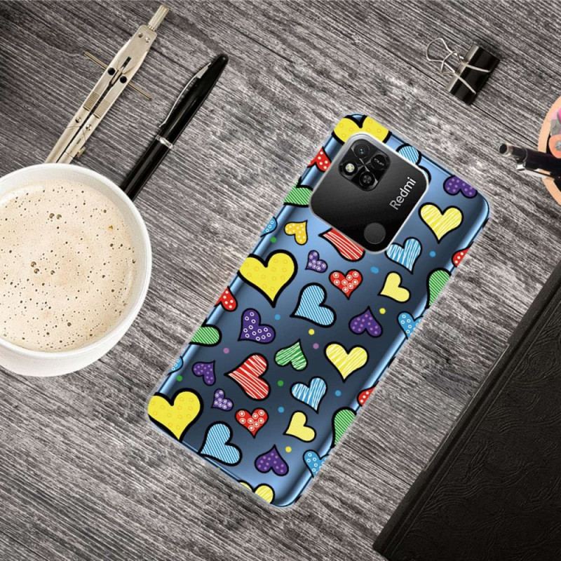 Capa Para Xiaomi Redmi 10A Corações Sem Costura