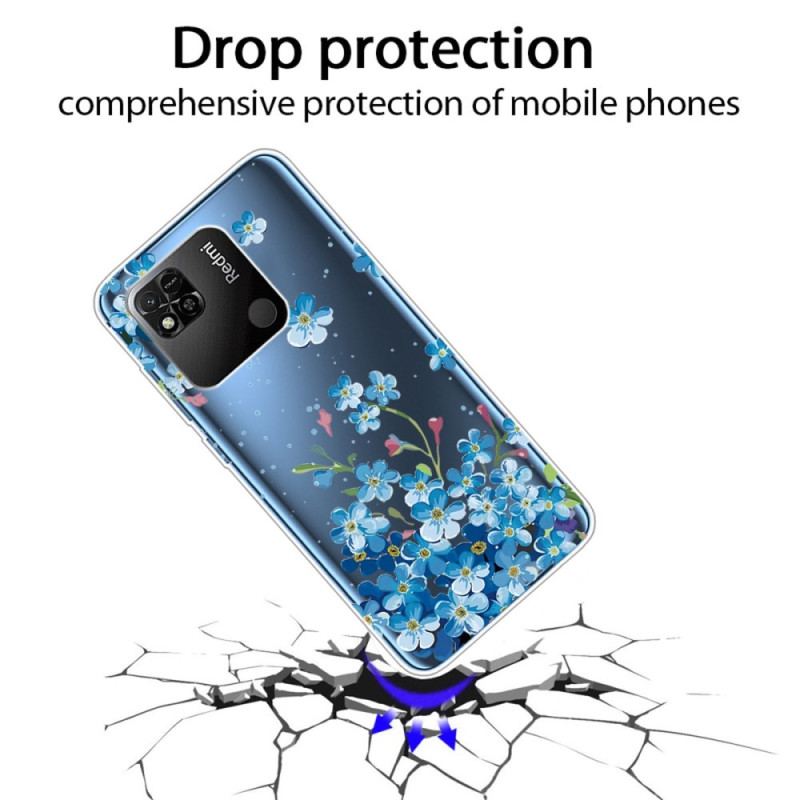 Capa Para Xiaomi Redmi 10A Flores Azuis Sem Costura