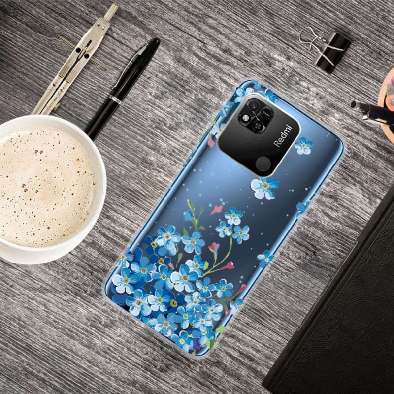 Capa Para Xiaomi Redmi 10A Flores Azuis Sem Costura