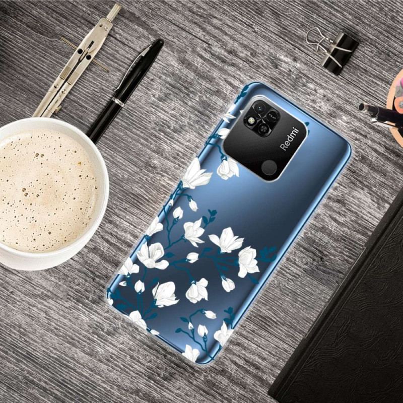 Capa Para Xiaomi Redmi 10A Flores Brancas Sem Costura