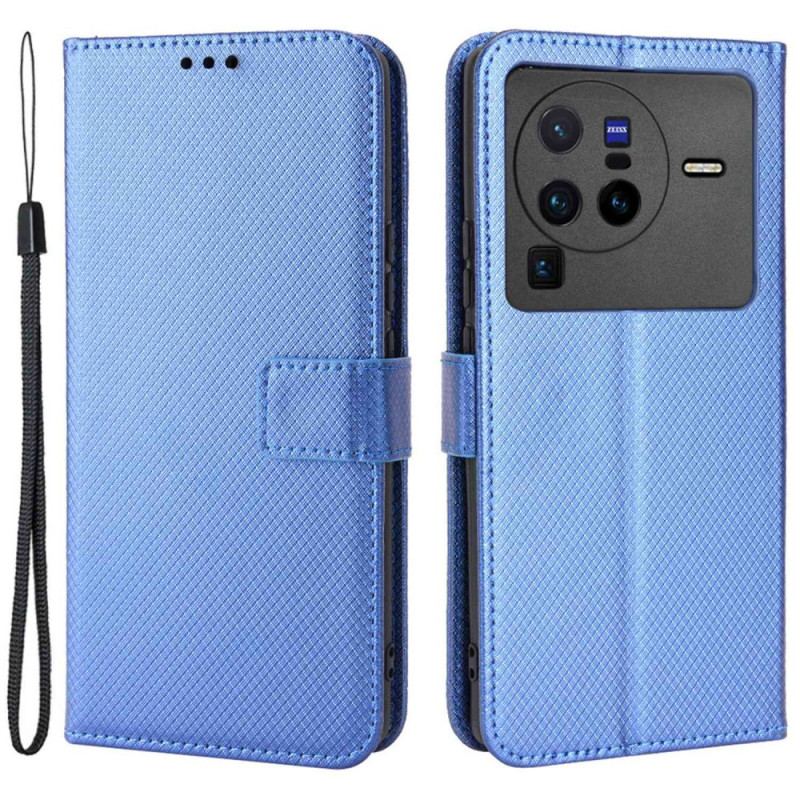 Capa De Couro Para Vivo X80 Pro De Cordão Correia De Fibra De Carbono