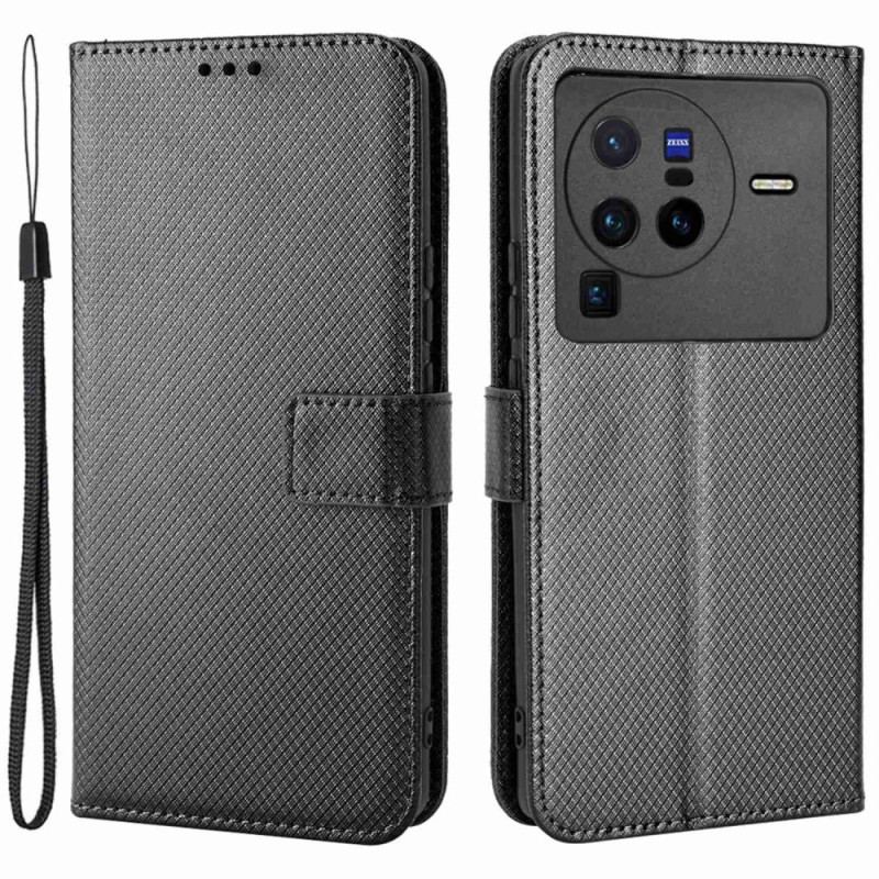 Capa De Couro Para Vivo X80 Pro De Cordão Correia De Fibra De Carbono