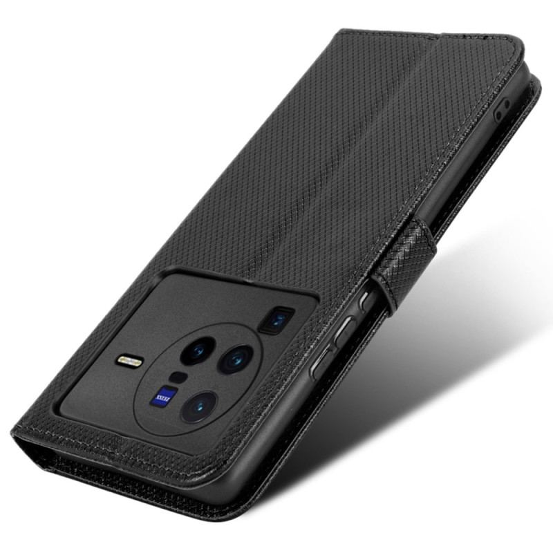 Capa De Couro Para Vivo X80 Pro De Cordão Correia De Fibra De Carbono