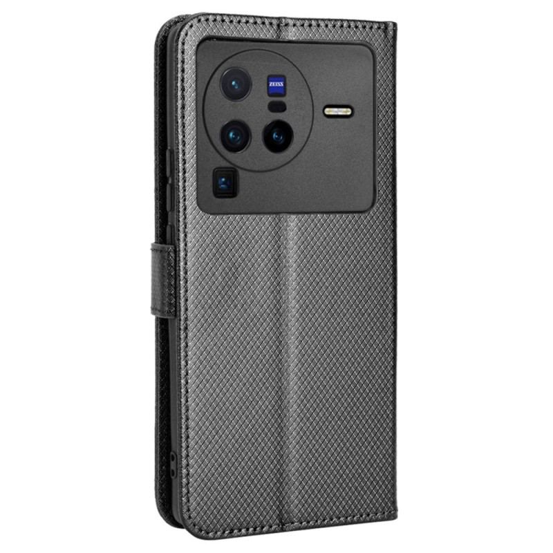 Capa De Couro Para Vivo X80 Pro De Cordão Correia De Fibra De Carbono