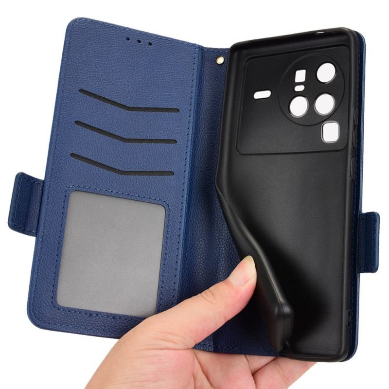 Capa Flip Para Vivo X80 Pro De Couro Aba Dupla Novas Cores