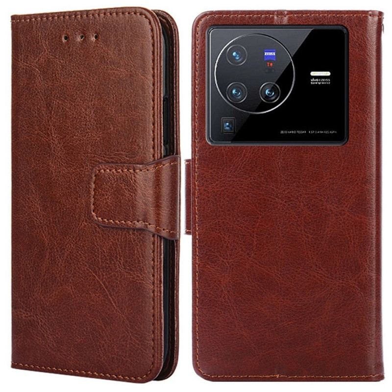 Capa Flip Para Vivo X80 Pro Estilo Vintage De Couro