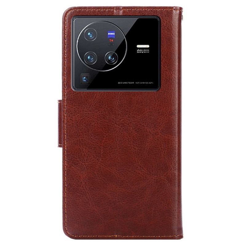 Capa Flip Para Vivo X80 Pro Estilo Vintage De Couro