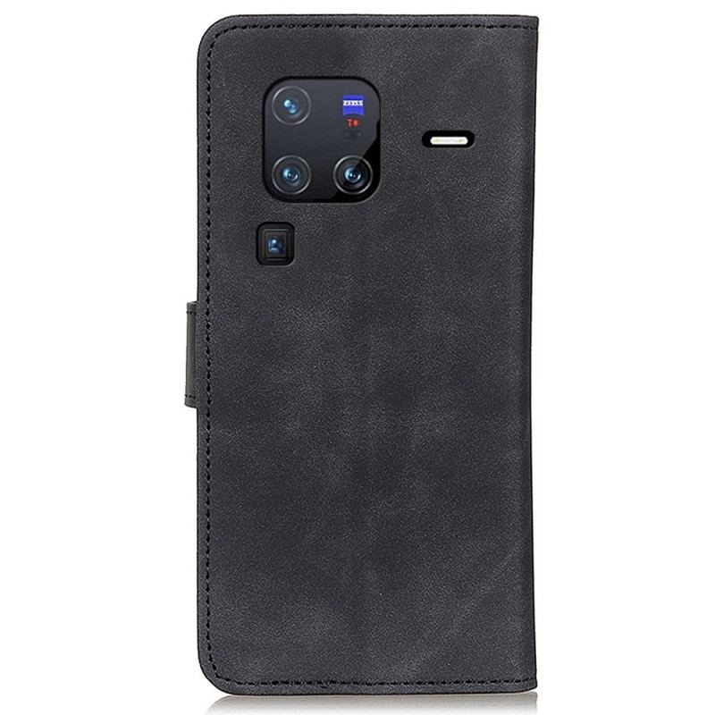 Capa Flip Para Vivo X80 Pro Khazneh Efeito Couro