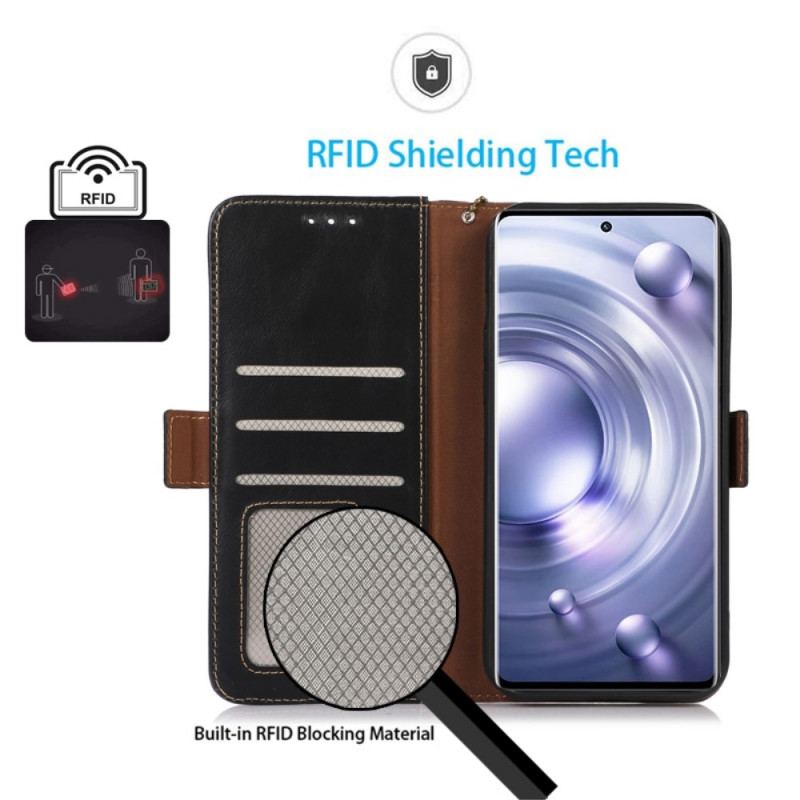 Capa Flip Para Vivo X80 Pro Capa Proteção Proteção Rfid De Couro Genuíno