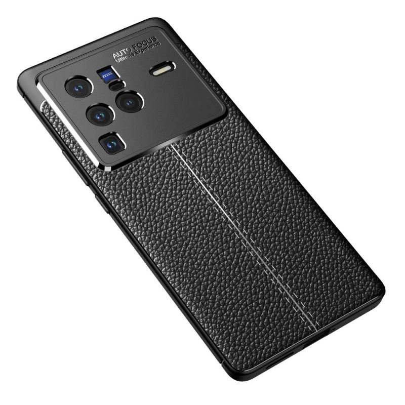 Capa Para Vivo X80 Pro Linha Dupla Efeito Couro Litchi