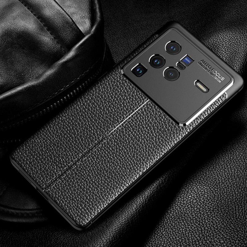 Capa Para Vivo X80 Pro Linha Dupla Efeito Couro Litchi