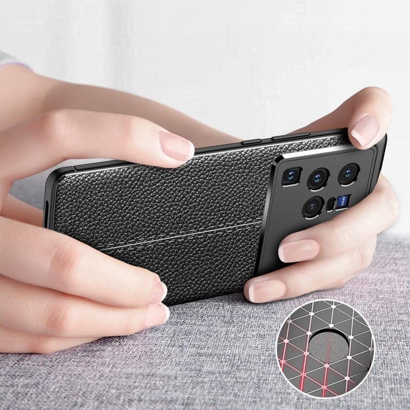 Capa Para Vivo X80 Pro Linha Dupla Efeito Couro Litchi