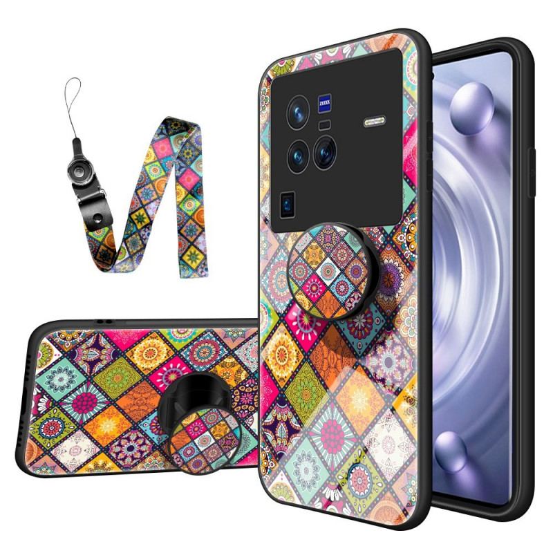 Capa Para Vivo X80 Pro Suporte Magnético Patchwork