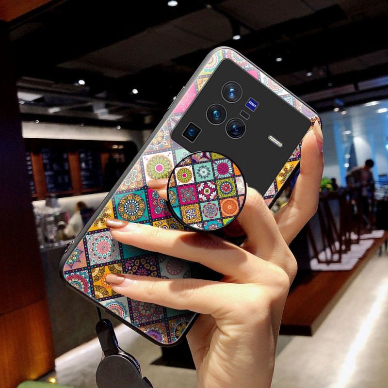 Capa Para Vivo X80 Pro Suporte Magnético Patchwork