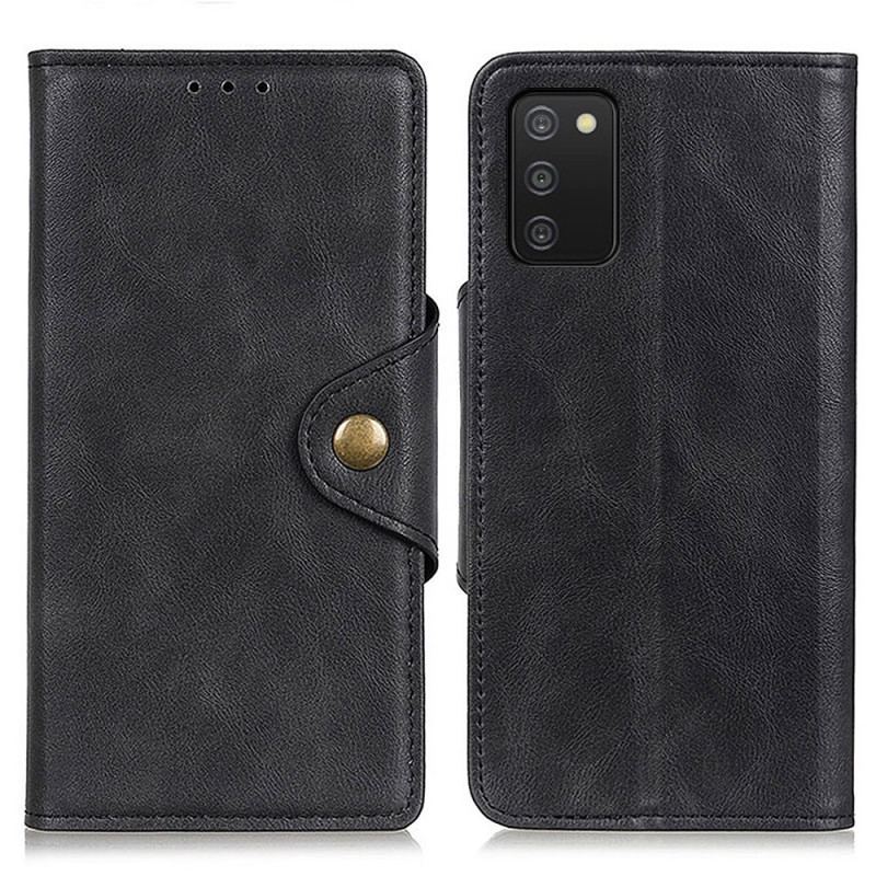 Capa Flip Para Samsung Galaxy A03s Botão De Couro Falso