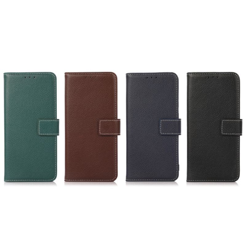Capa Folio Para Samsung Galaxy A03s Costura Litchi Couro Sintético